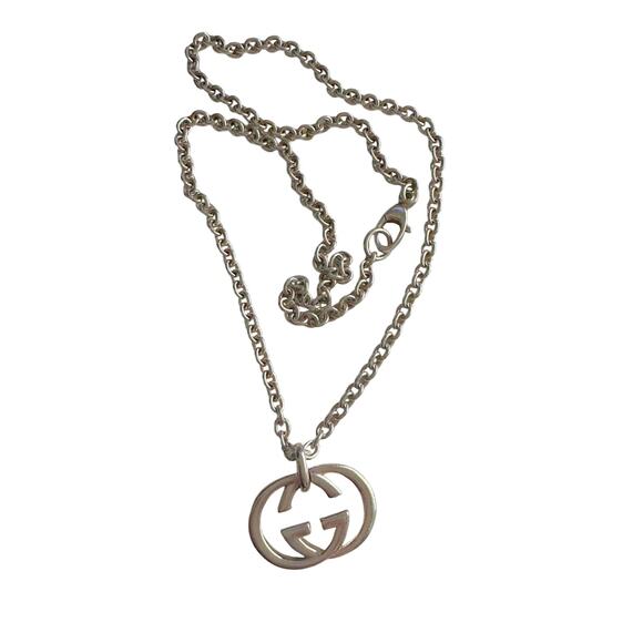 GUCCI Interlocking GG Logo Necklace (18") Sterling Silver - Picture 15 of 16